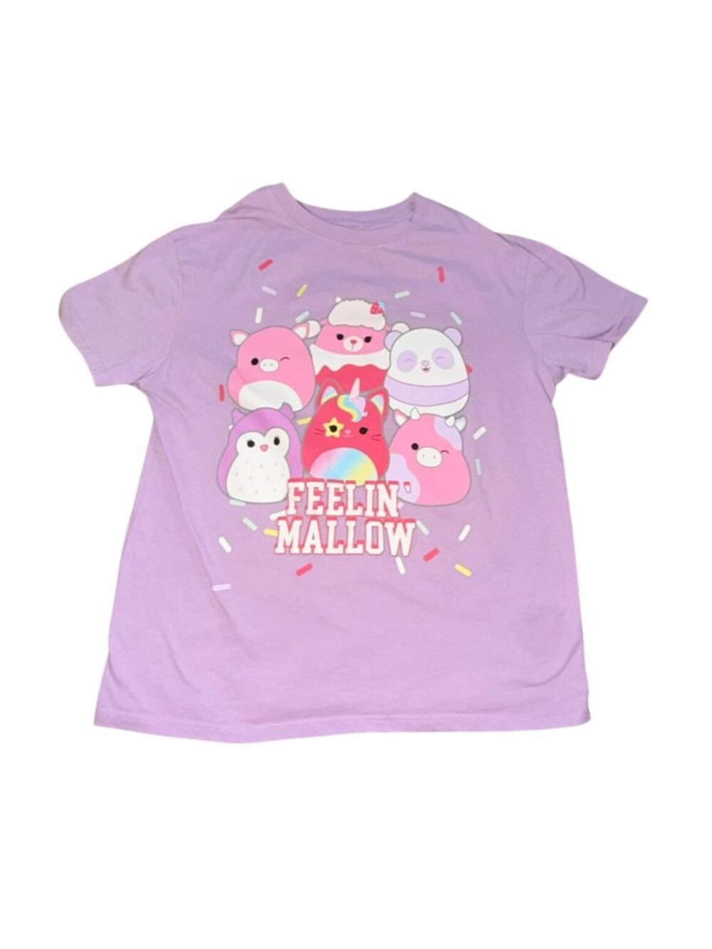 Squishmallows Youth "Feelin' Mallow" Purple Graphic Tee - Size XL (